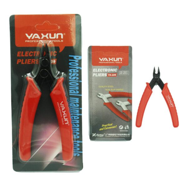 Alicate De Corte Profissional Yaxun YX-109 O Alicate para Corte é uma ferramenta desenvolvida para quem trabalha com componentes eletrônicos como, por exemplo, placas de circuito impresso onde é necessário cortar pequenos fios ou terminais com maior precisão. Para alcançar diferentes locais o Alicate para Corte de Precisão possui formato pequeno e pontas finas para alcançar locais de difícil acesso, sua cabeça conta com lâminas extremamente afiadas e articulação suave que garante precisão, conforto e agilidade. Destaque-se que o Alicate para Corte de Precisão é muito resistente e durável, podendo também ser utilizado para diversas outras finalidades a depender da necessidade do usuário.