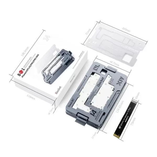 Isocket 8 em 1 Motherboard Qianli Iphone 14 ao 14 Pro Max